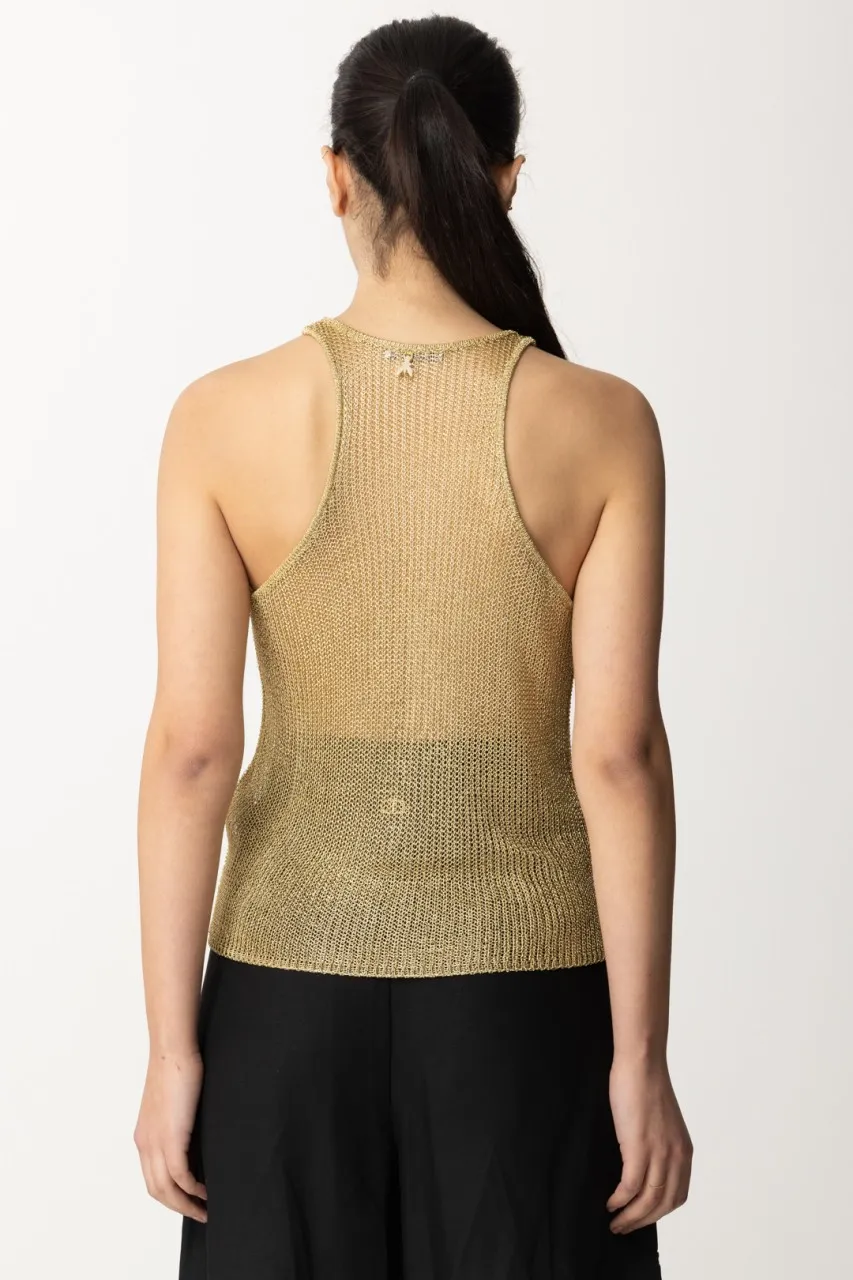 Top in maglia in rete Gold