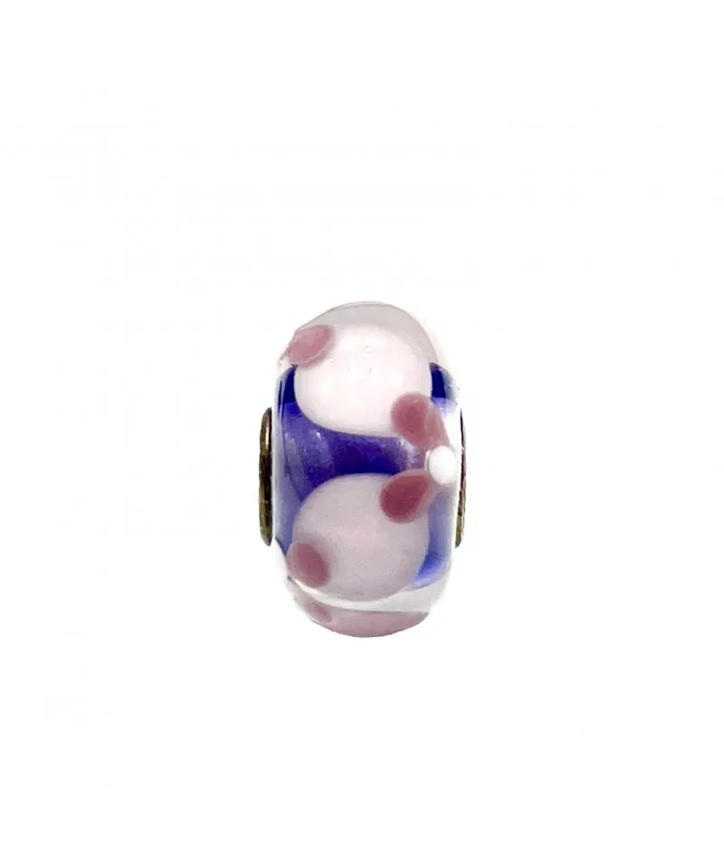 Trollbeads - Beads Unico Viola con Fiori Rosa