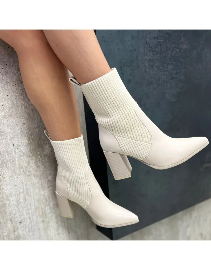 TRONCHETTO IN ECOPELLE E TESSUTO BEIGE