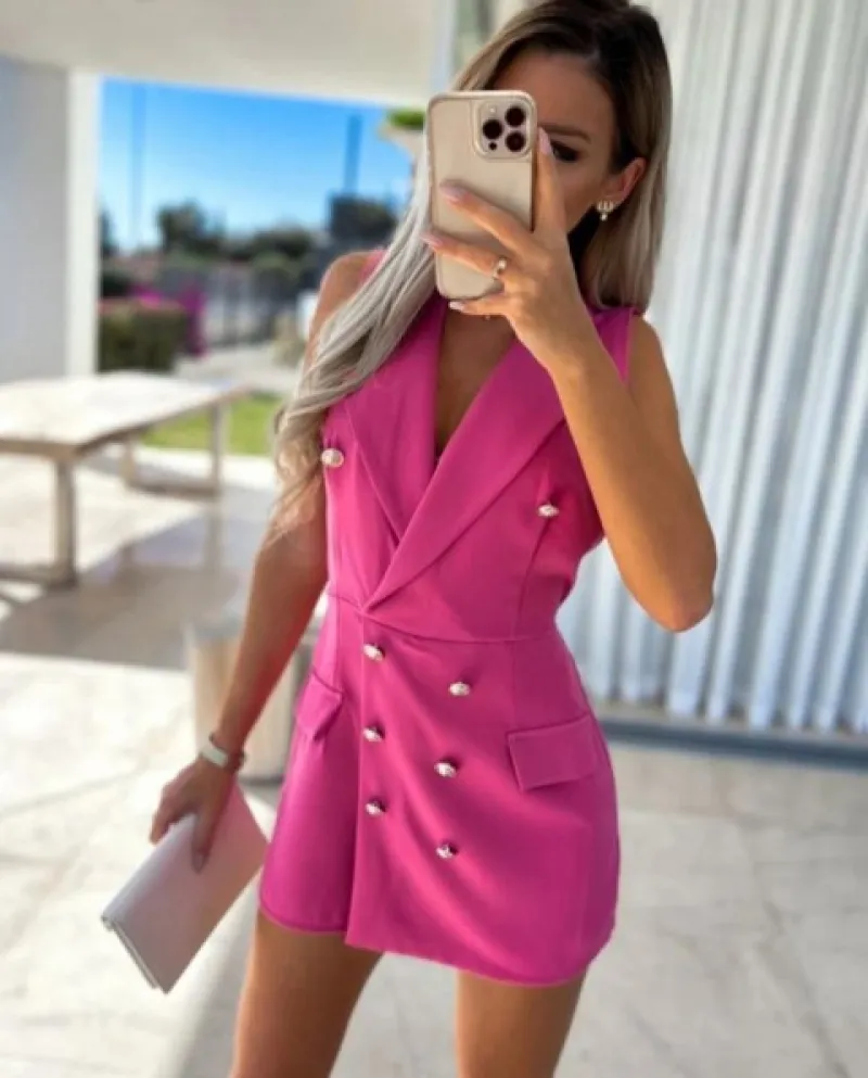 Tute senza maniche doppiopetto eleganti casual da donna 2022 Estate