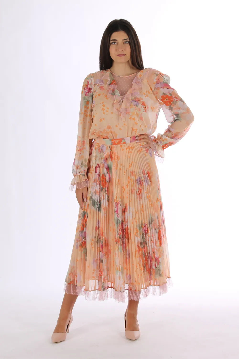 TWINSET | GONNA LUNGA IN CREPONNE PLISSÈ - Punto Blu