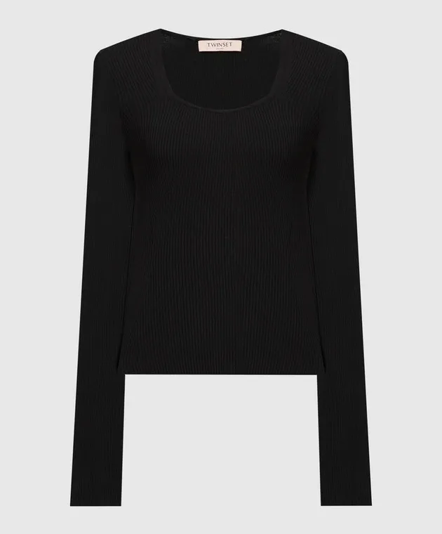 Twinset Maglietta a maniche lunghe a righe nere 232TP3173