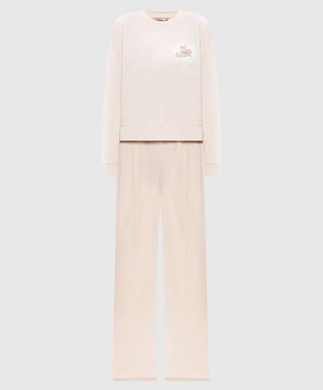 Twinset Tuta beige con logo 242TP2495