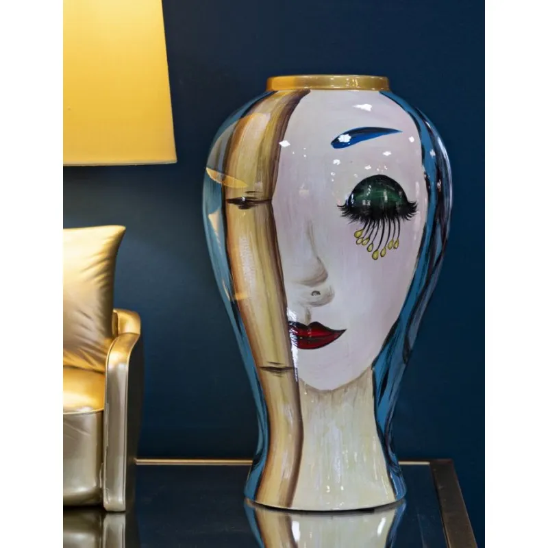Vaso Ceramica Art Face Cm Ø 21X34