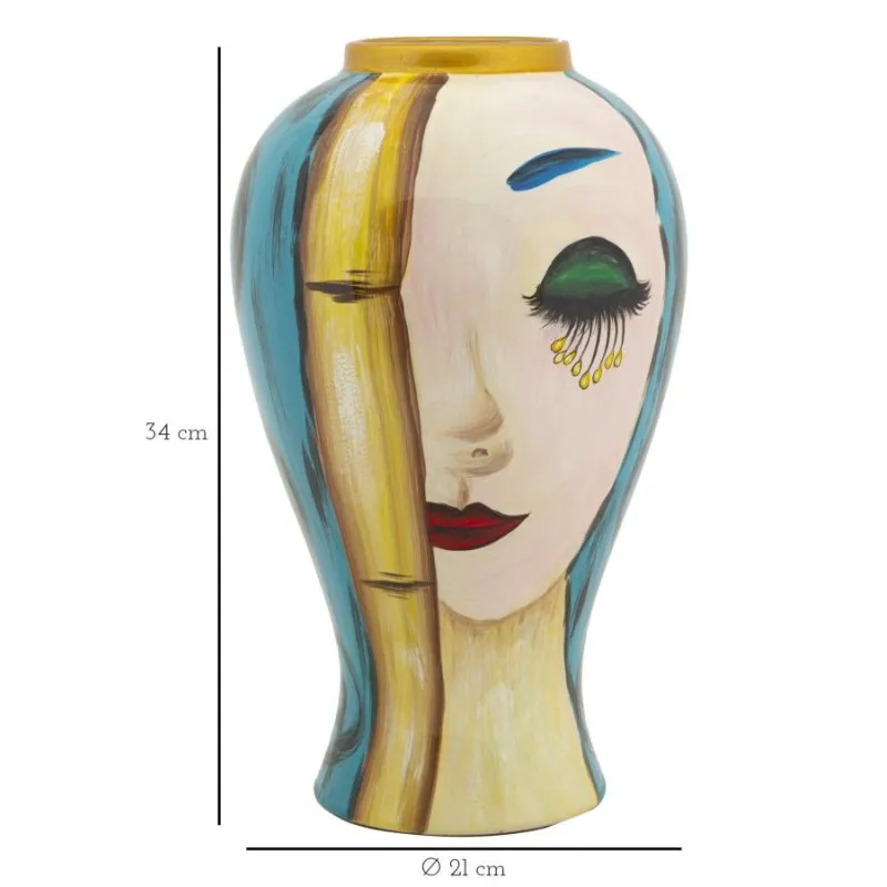 Vaso Ceramica Art Face Cm Ø 21X34