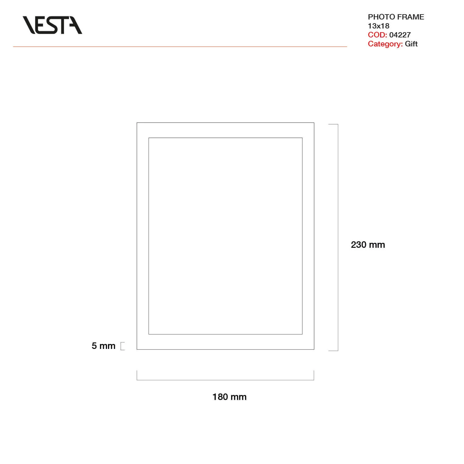 Vesta  Portafoto con cornice in plexiglass dal design moderno con decoro Modern Decor - 13x18