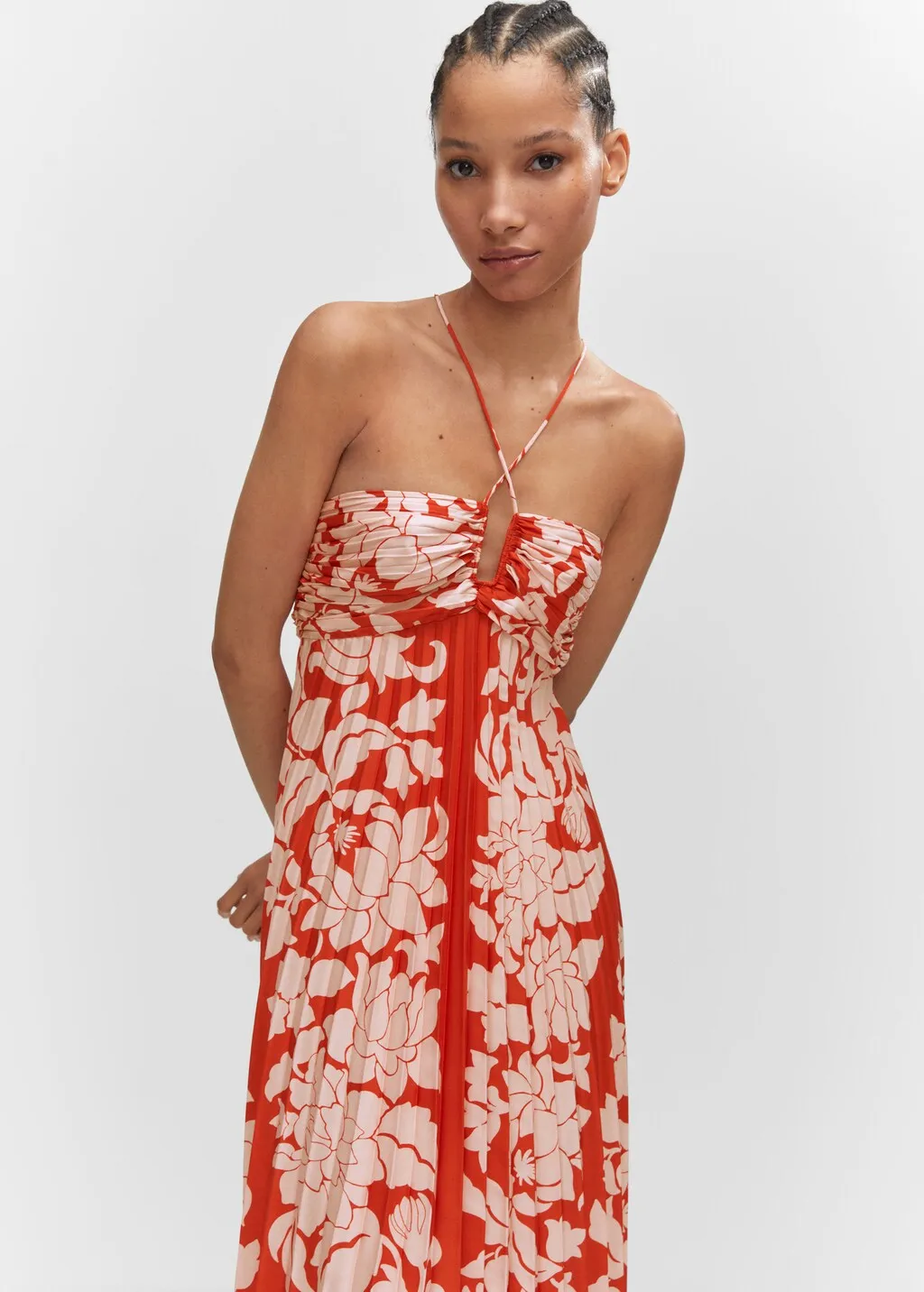 Vestito plissettato collo halter