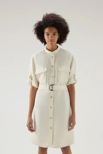 Vestito Utility in misto lino                                                                                Milky Cream