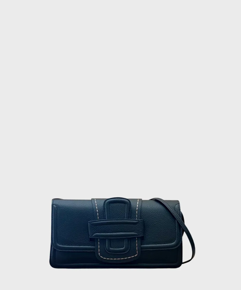 Visona California Linda borsa baguette con tracolla pelle nero