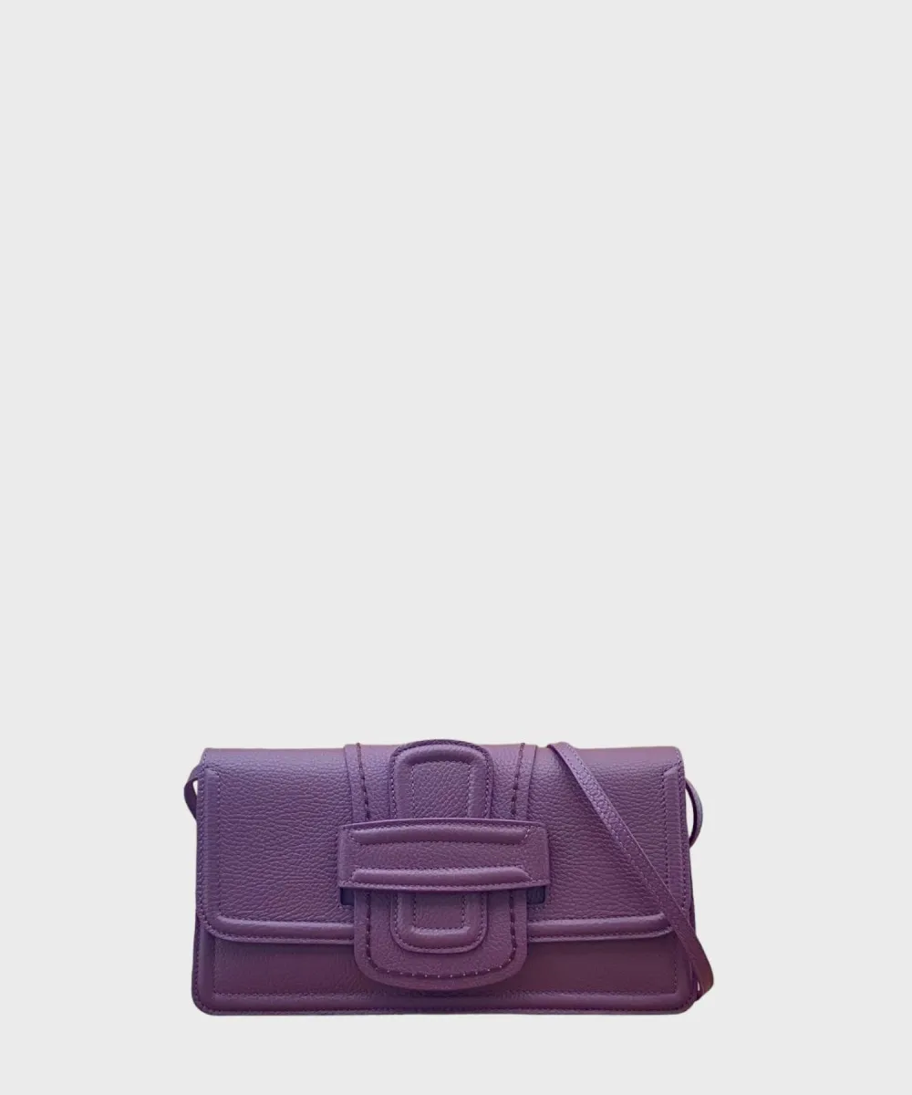 Visona California Linda borsa baguette con tracolla pelle rosa ametista