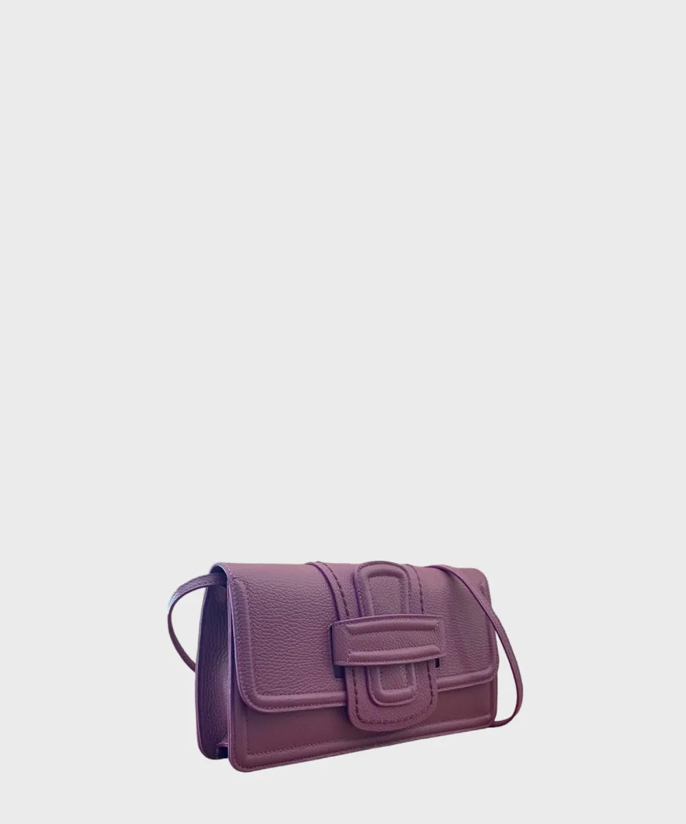 Visona California Linda borsa baguette con tracolla pelle rosa ametista
