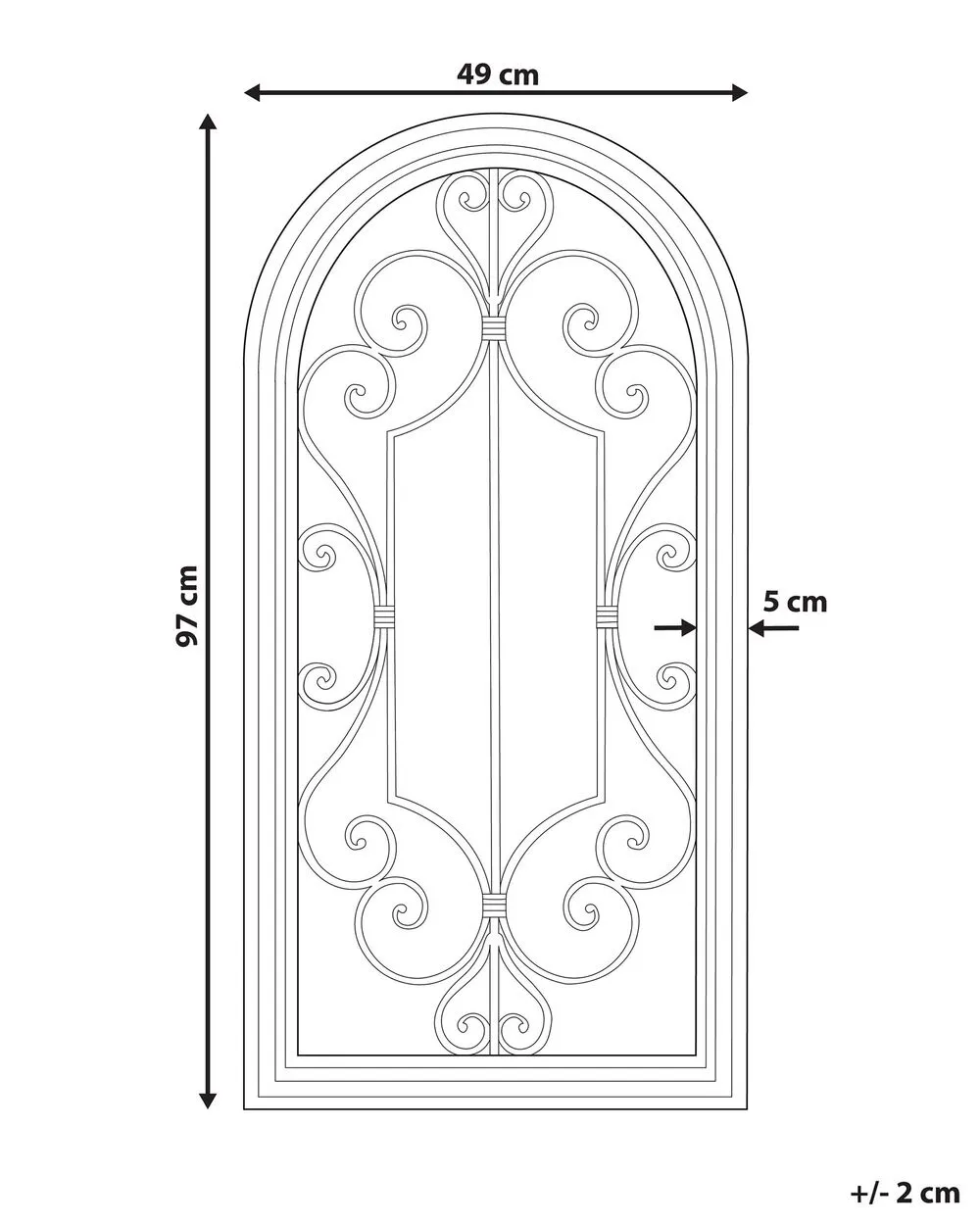 Wall Mirror CAMPEL 49 cm 97 cm Metal Black