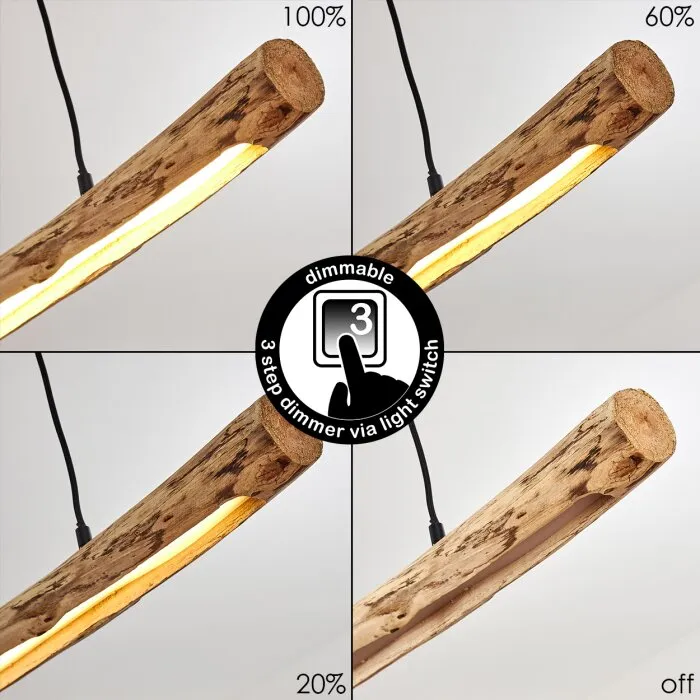Winterthur Lampada a Sospensione LED Legno chiaro, Nero, 1-Luce