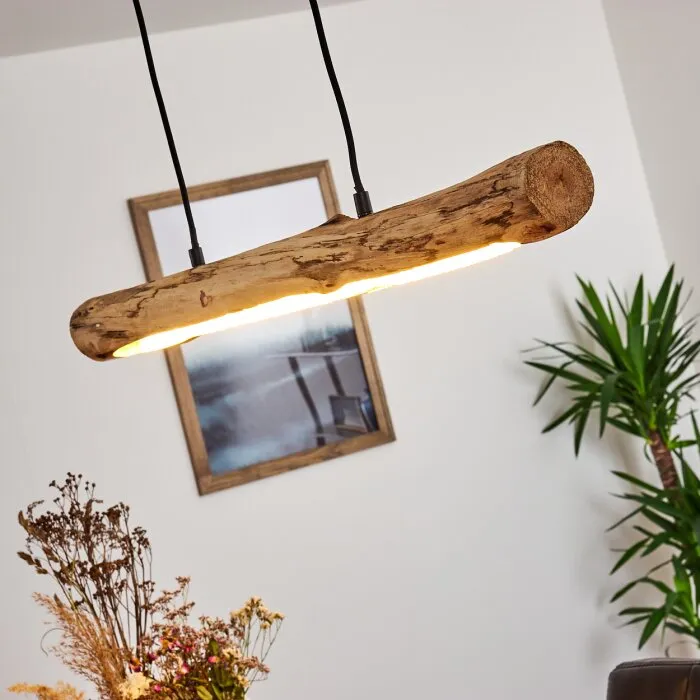 Winterthur Lampada a Sospensione LED Legno chiaro, Nero, 1-Luce