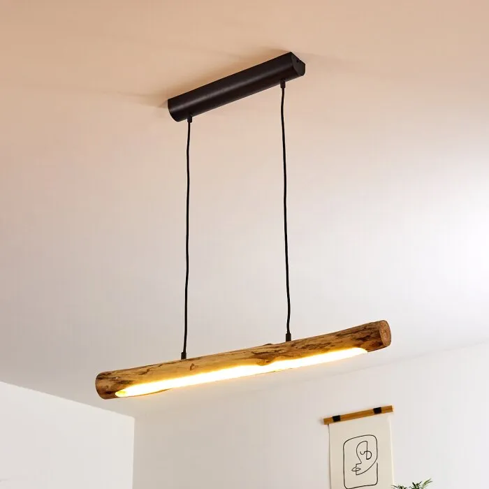 Winterthur Lampada a Sospensione LED Legno chiaro, Nero, 1-Luce