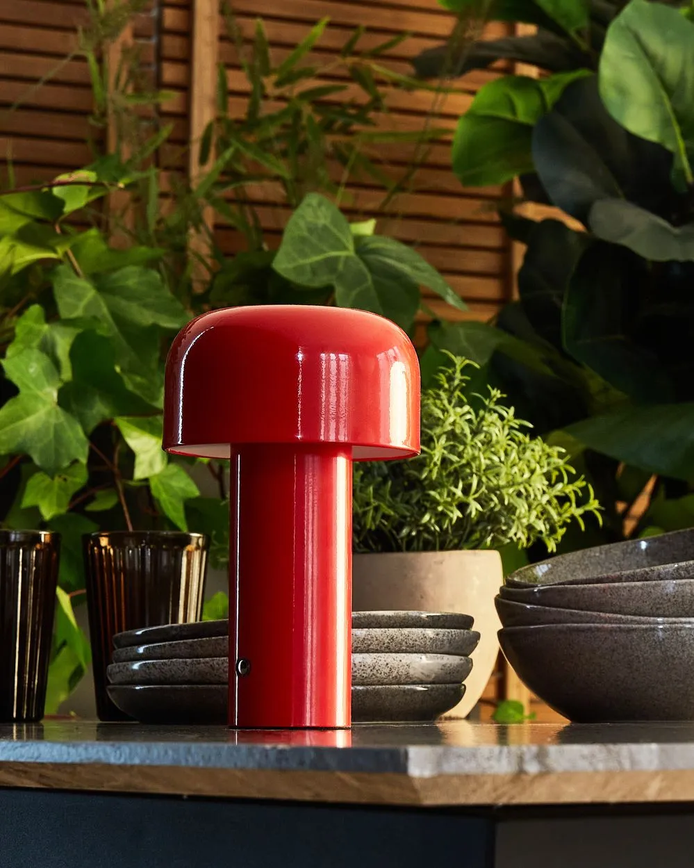 Wireless LED Table Lamp BESOS With Dimmer Metal Red