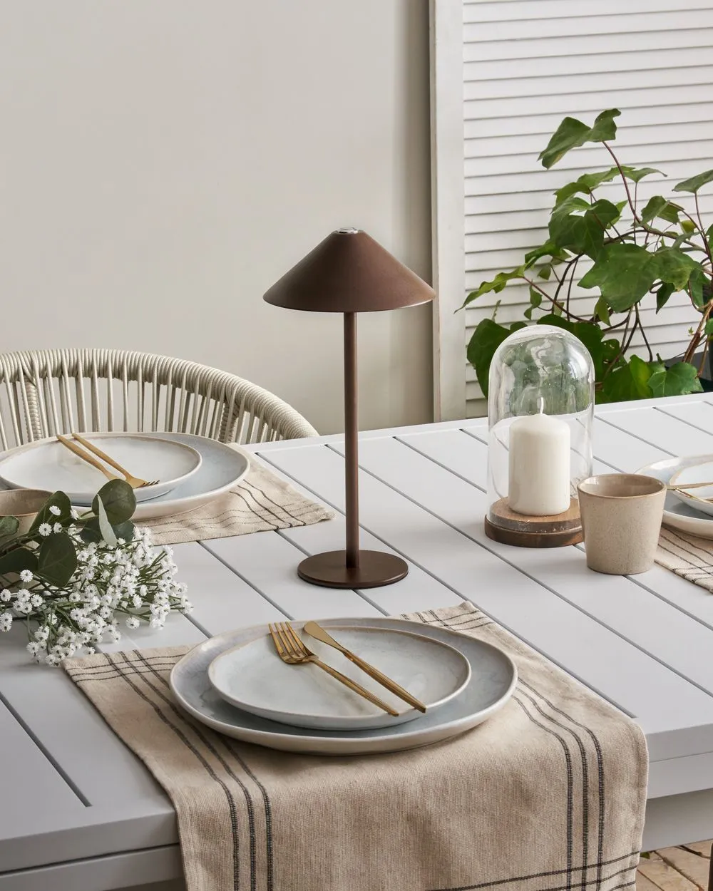 Wireless LED Table Lamp FRANCOLI With Dimmer Metal Brown