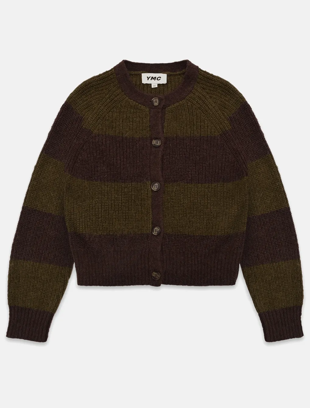 YMC Foxtail Alpace Cardigan Green Brown