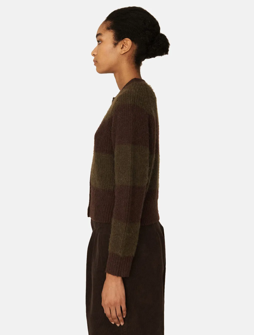 YMC Foxtail Alpace Cardigan Green Brown