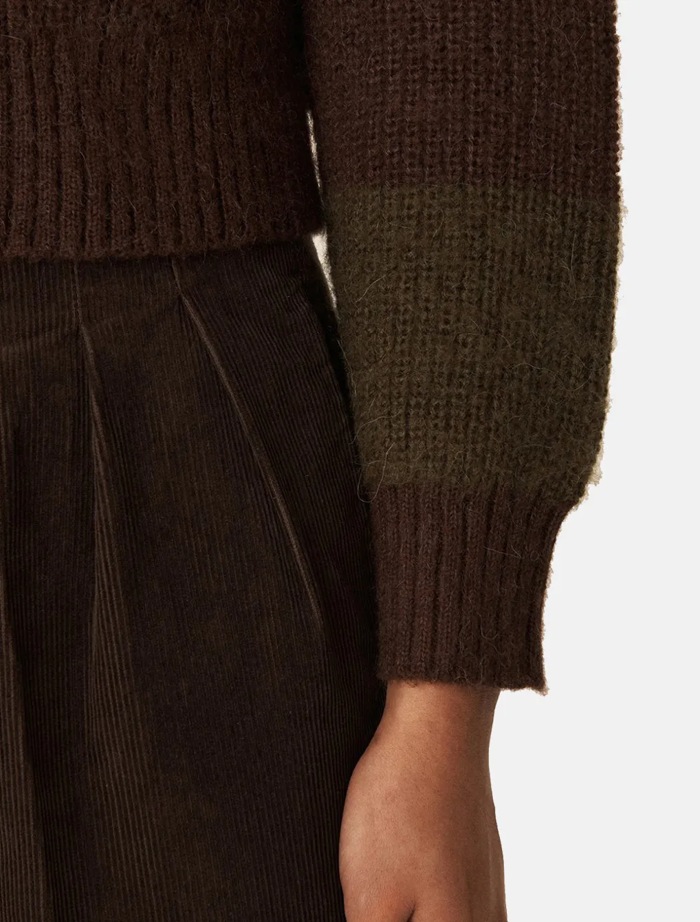 YMC Foxtail Alpace Cardigan Green Brown