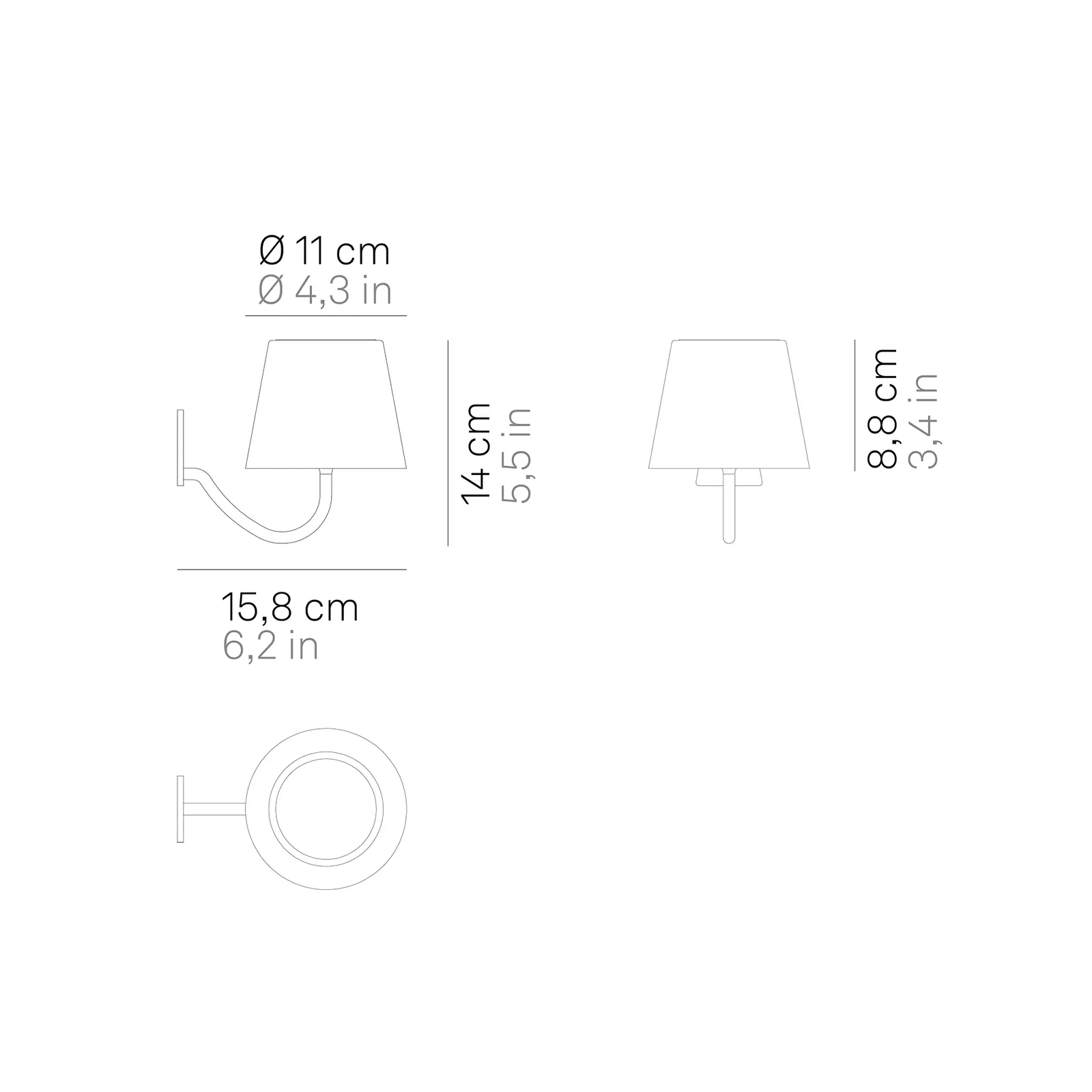 Zafferano Poldina applique accu IP54 grigio scuro