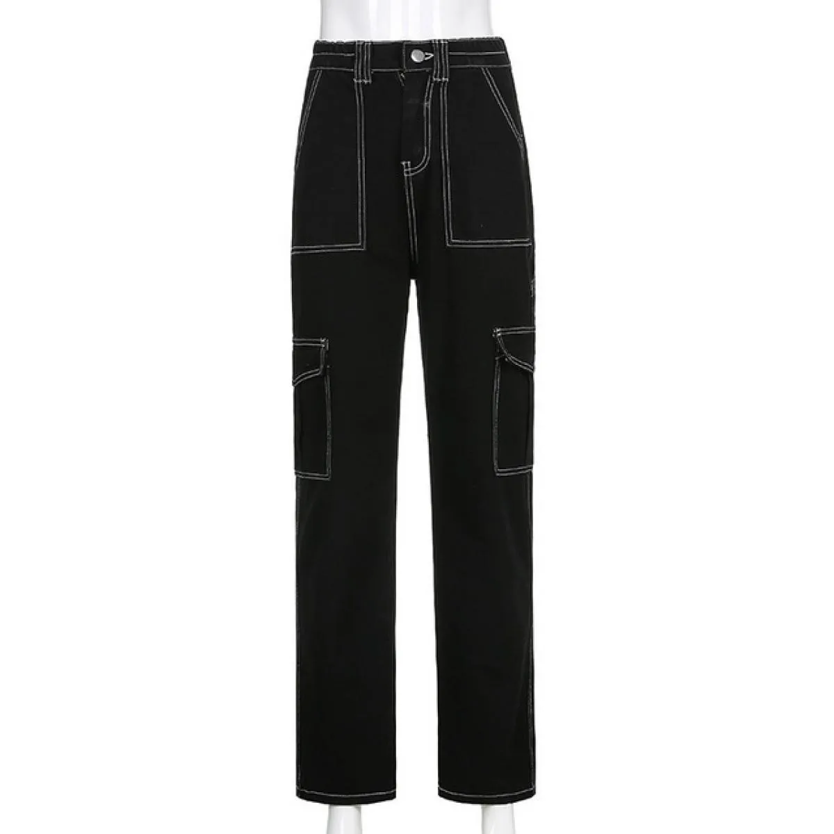 Zoki Patchwork Jeans larghi donna moda streetwear pantaloni in denim di cotone 100% pantaloni cargo larghi Harajuku primavera ne